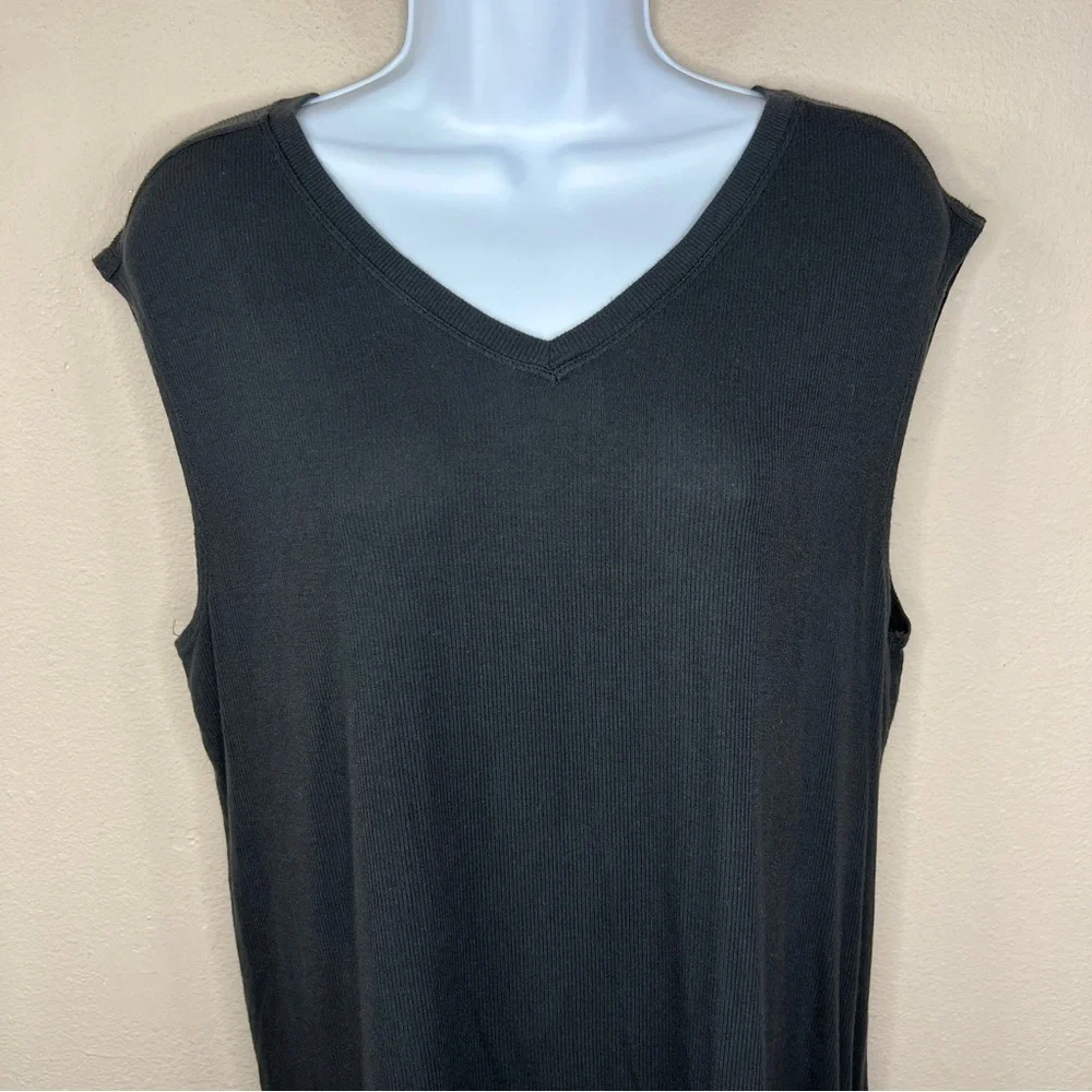 Large Athletic Works Black Soft Cap Sleeve Top Activewear Stretch